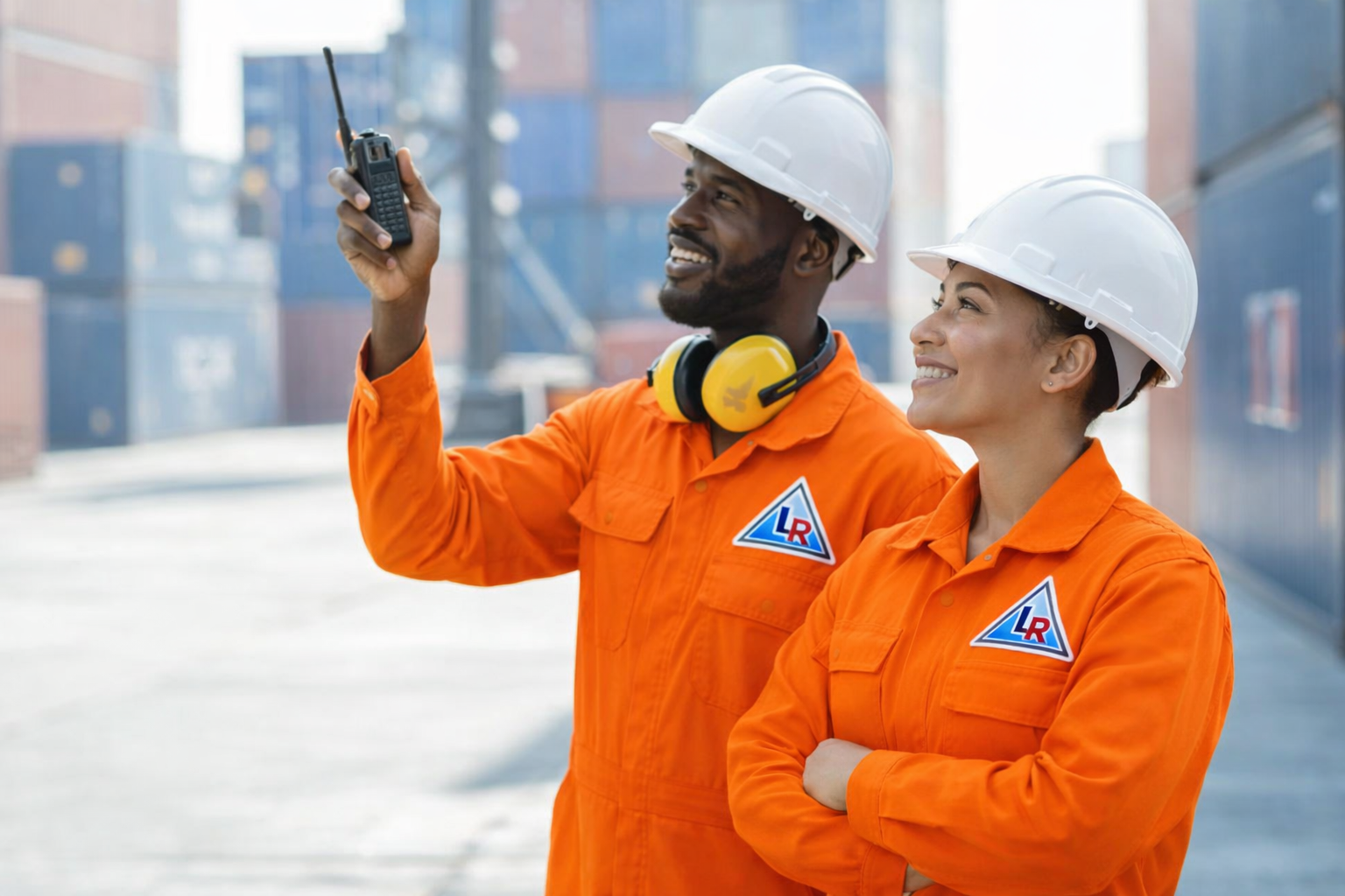 LR-Industrial Workers in shipping Yard